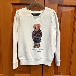 Ralph Lauren Cream Bear Graphic Sweater Size 6 Girls LIKE NEW